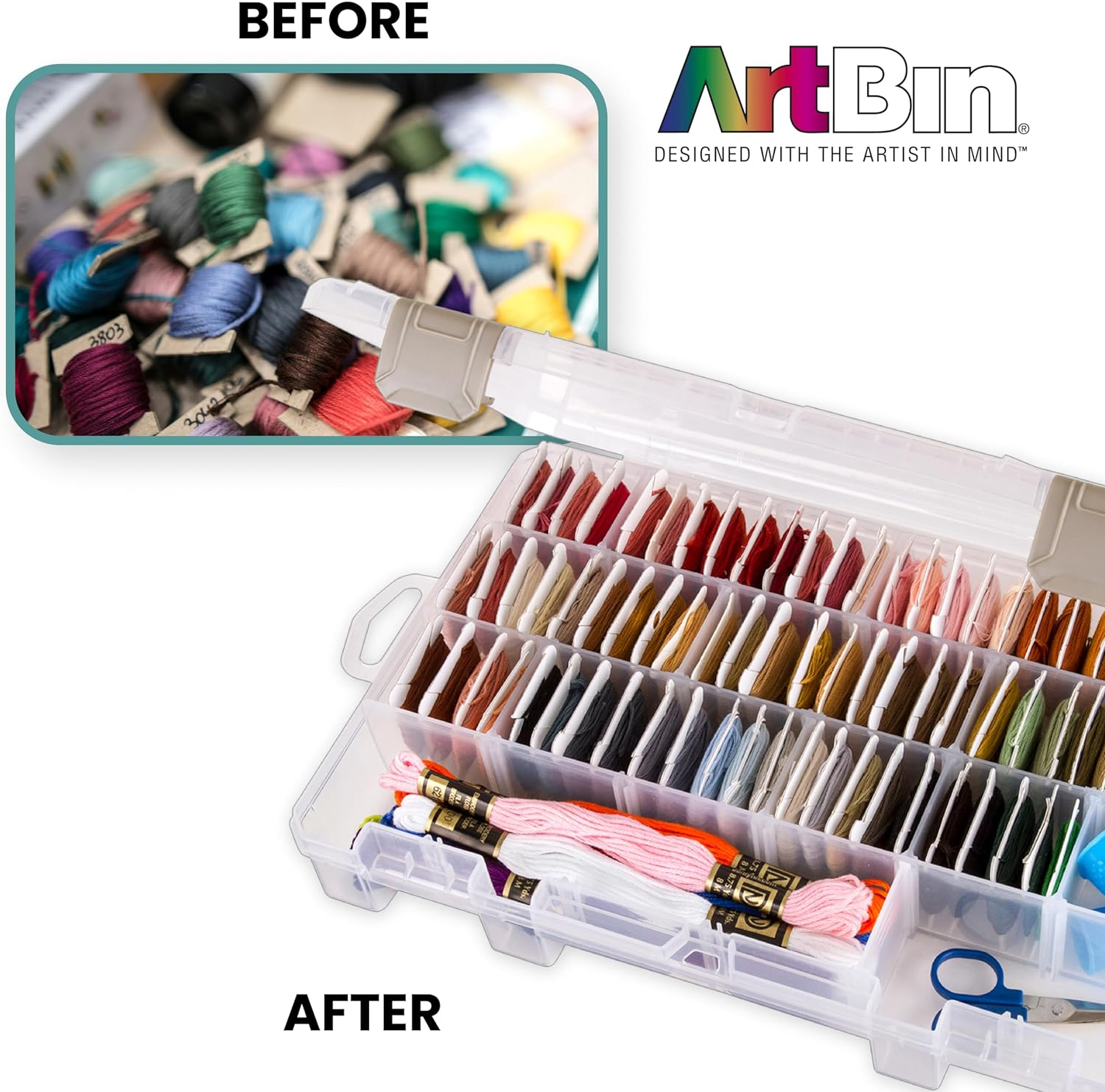 Artbin Floss Finder with Dividers10.75 7.375-Inch X 1.75-Inch Translucent, Acrylic, Multicoloured, 1.65 X 10.65 X 6.9 Cm image number 2