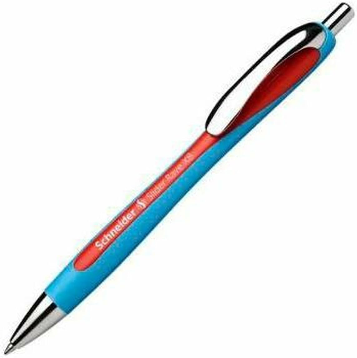 Schneider Slider Rave XB (Extra Broad) Ballpoint Pen, Refillable + Retractable, 1.4 Mm, Light Blue Barrel, Red Ink, Box of 5 Pens (132502) - Black image number 3