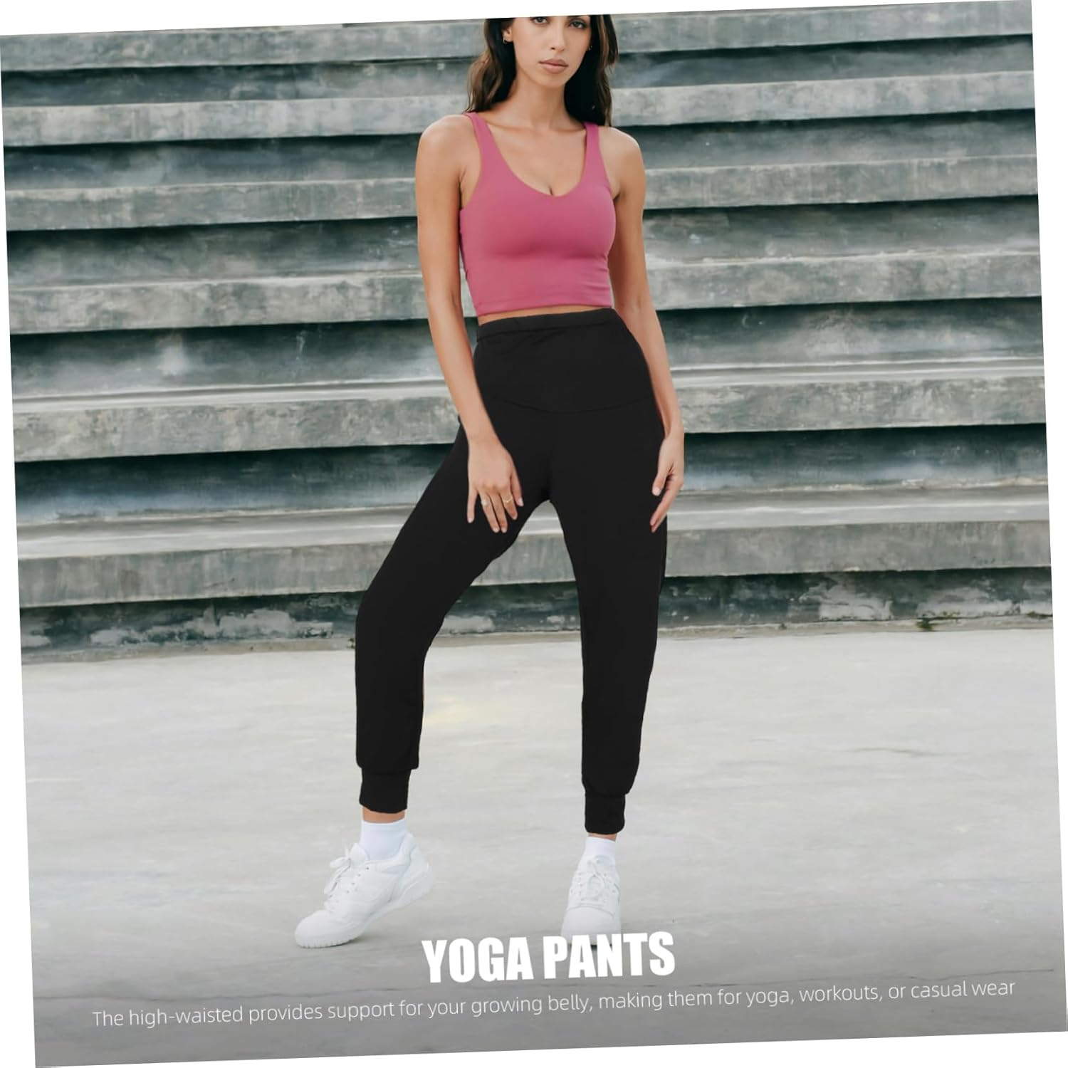 Healeved Seamless Maternity Yoga Pants Black L High Waisted Pregnancy Leggings Comfortable Workout and Lounge Clothes for Women image number 5