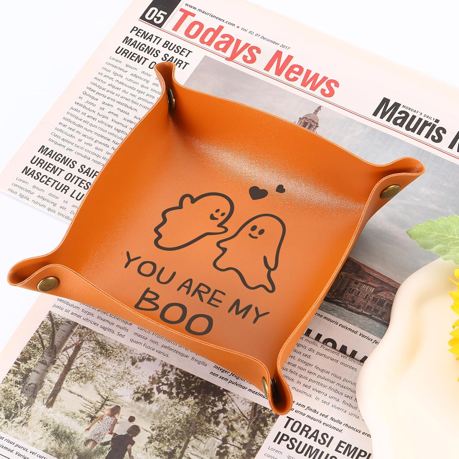 Boo Basket Stuffers for Women Men, Spooky Basket Stuffers for Adults, Halloween Boo Basket, Birthday for Women, Sweetest Day Valentines Day Gifts for Girlfriend Boyfriend, Leather Tray image number 2