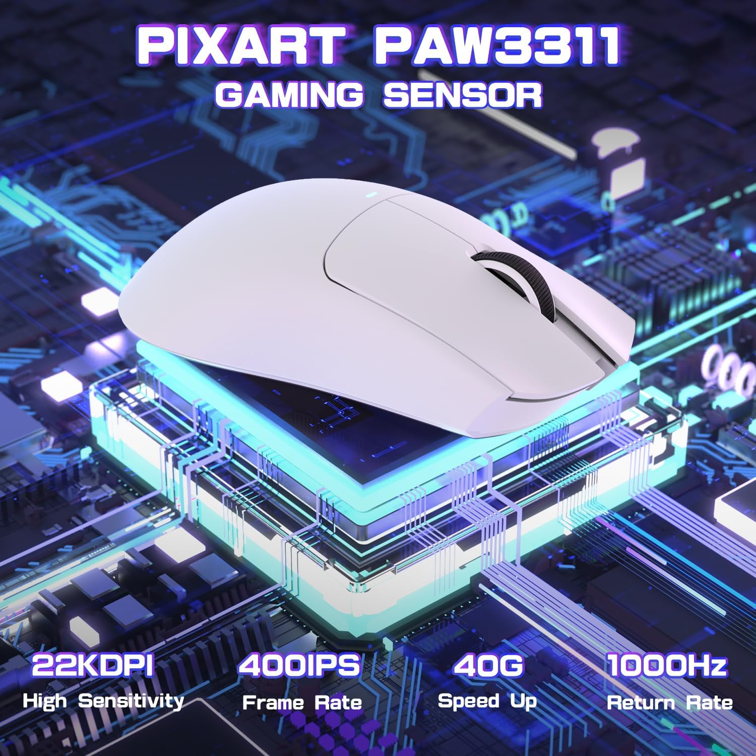 ATTACK SHARK X11SE Ultra-Light Wireless Gaming Mouse, Tri-Mode-2.4G/Usb-C Wired/Bt, Pixart PAW3311 Gaming Sensor, 22KDPI, 5 Programmable Buttons for Laptop, PC, Mac Gamer (White) image number 6