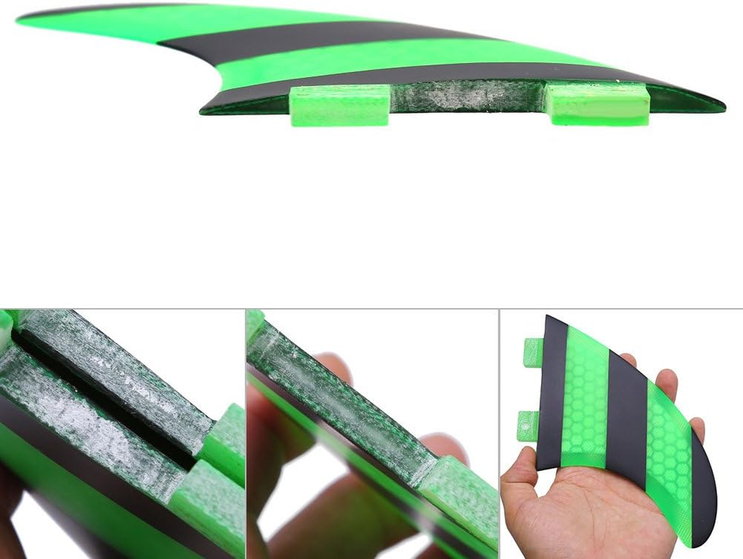 Tri Set Thruster, Green+Black FCS G5 Surf Fins Surfboard Fiberglass Comb Tri Set Thruster, Surfing Accessories, Surfing Equipment image number 6