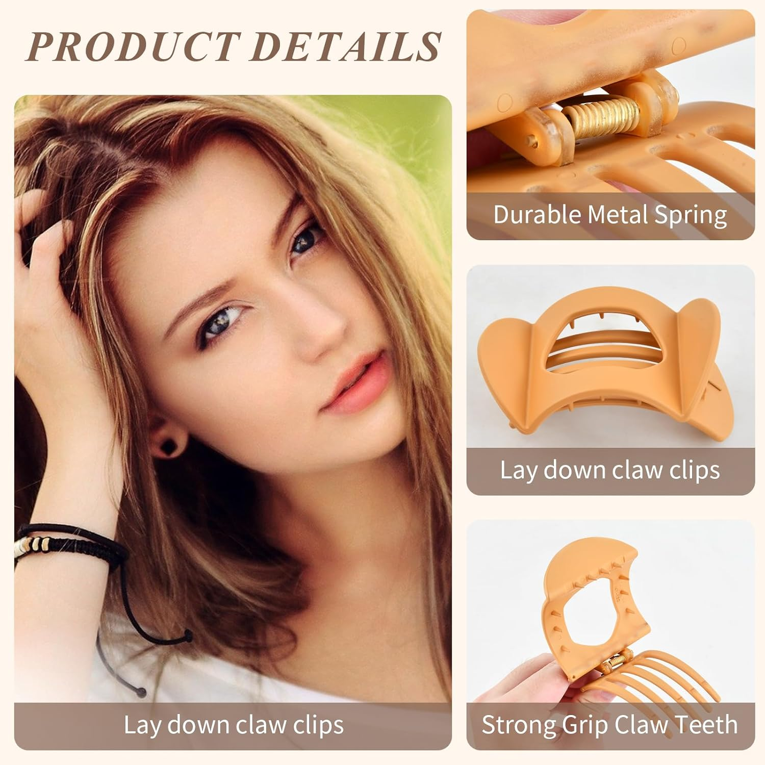 Pack of 6 Flat Hair Clips, Flat Hair Clips, Women'S French Hair Clip, Curved Design, round for Women and Girls, Flat Clips with Strong Hold for Thick and Thin Hair image number 5