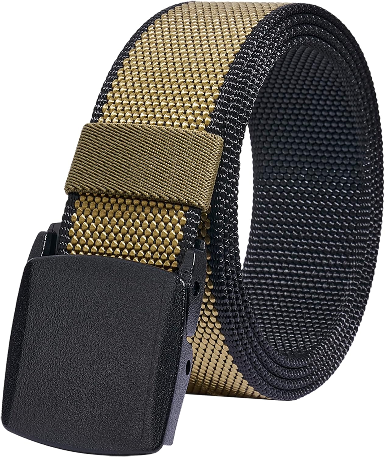 Lionvii Casual Belts for Men - 2 Colors in 1 Reversible with YKK Plastic Buckle - Adjustable Trim to Fit 28-49" Waist