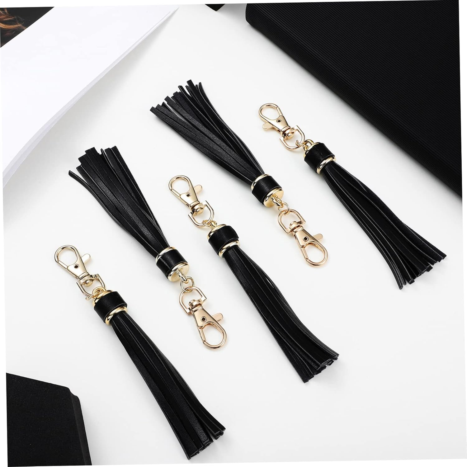 DOITOOL 10Pcs Pu Leather Tassel Keychain Pendants Stylish Bag Charms for Handbags Accessories for Home Car Office Keys Unique Special Occasions