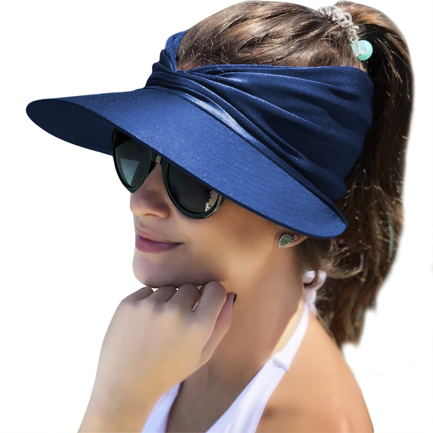 Muryobao Womens Sun Visor Hat Wide Brim Summer UPF 50+ UV Protection Beach Sport Cap