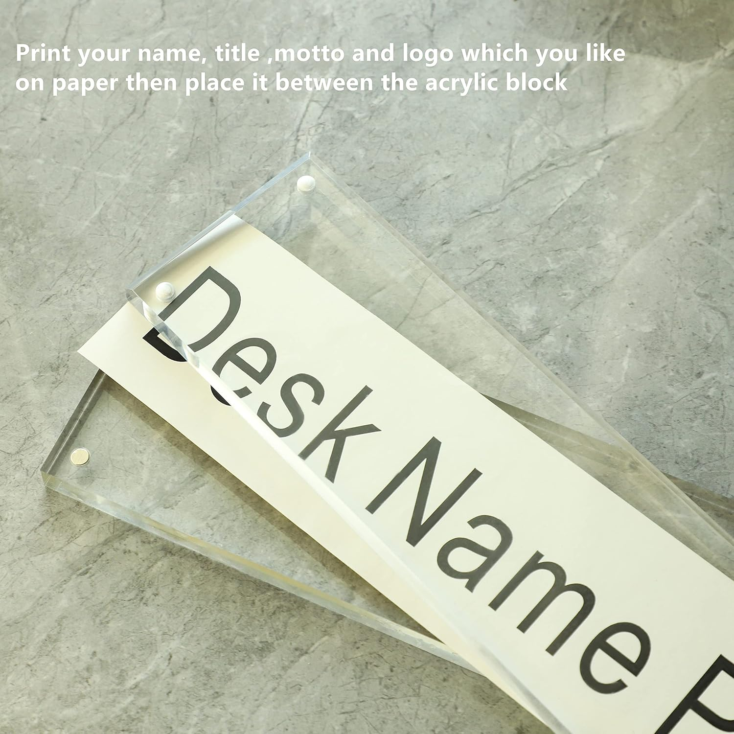 IEEK Acrylic Desk Name Plate for Office,Clear Acrylic Block Nameplate Double Sided Desk Name Plate Holder Business Desk Sign Holder, DIY Your Personalized Name for Desk,2.5X10 Inch image number 1
