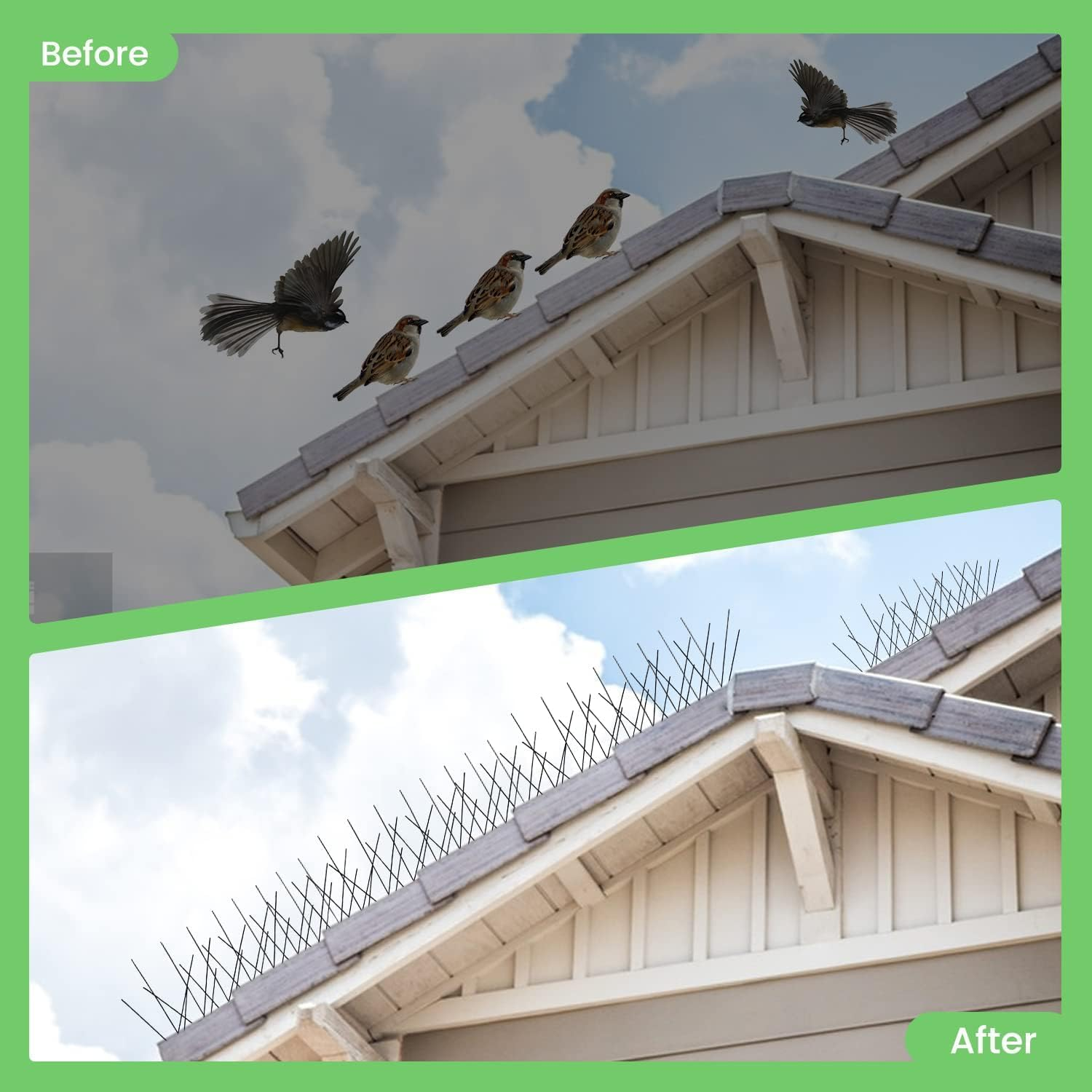 10FT Bird Spikes, Stainless Steel Bird Repellent Spikes Kit with Base, Pigeon Repellent Balcony for Outdoor, Deterring Pigeon, Crows and Rodents image number 2