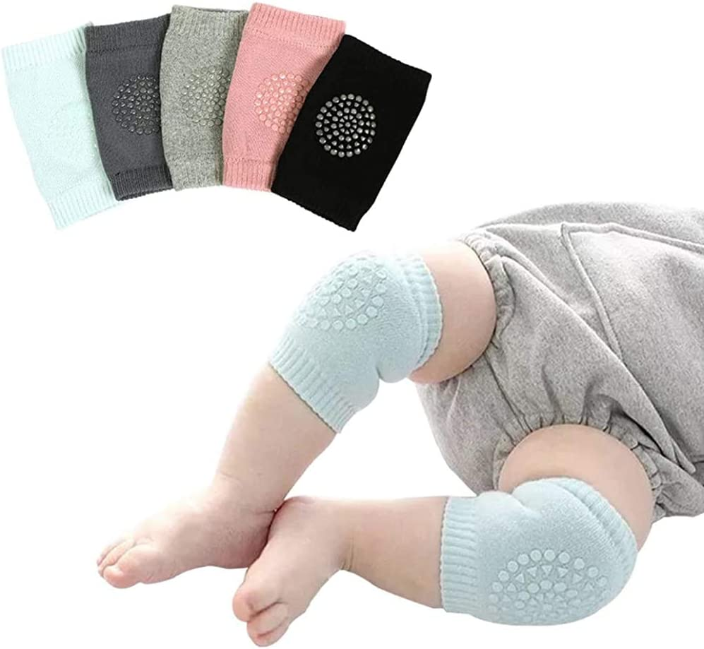 5 Pairs Baby Knee Pads for Crawling Toddlers Crawling Socks Adjustable Anti-Slip Elbow Leg Warmers for Boys and Girls image number 2