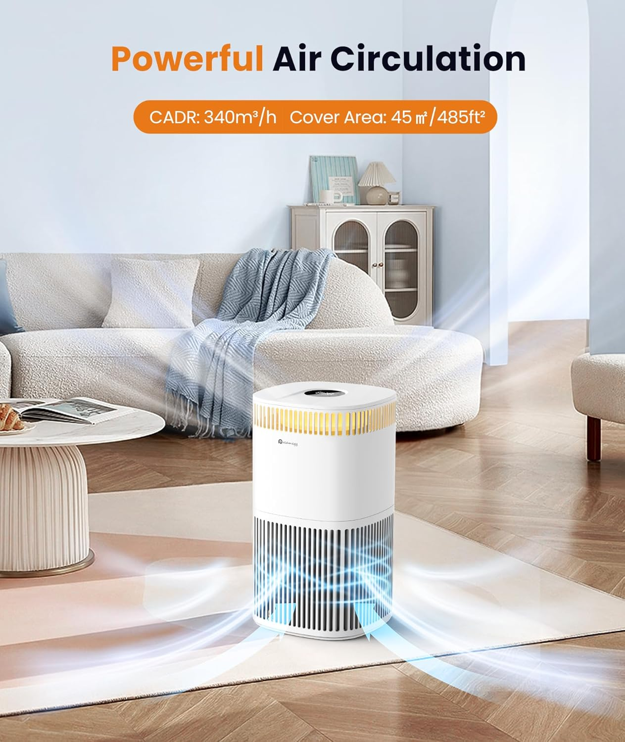 Dreamegg Air Purifiers for Large Room, Pet Mode 4-Stage Filteration Air Cleaner with Night Light, Pet Mode, PM2.5 Sensor Remove Smoke Dust Pollen Odor, Hepa Air Purifier for Bedroom Office image number 1