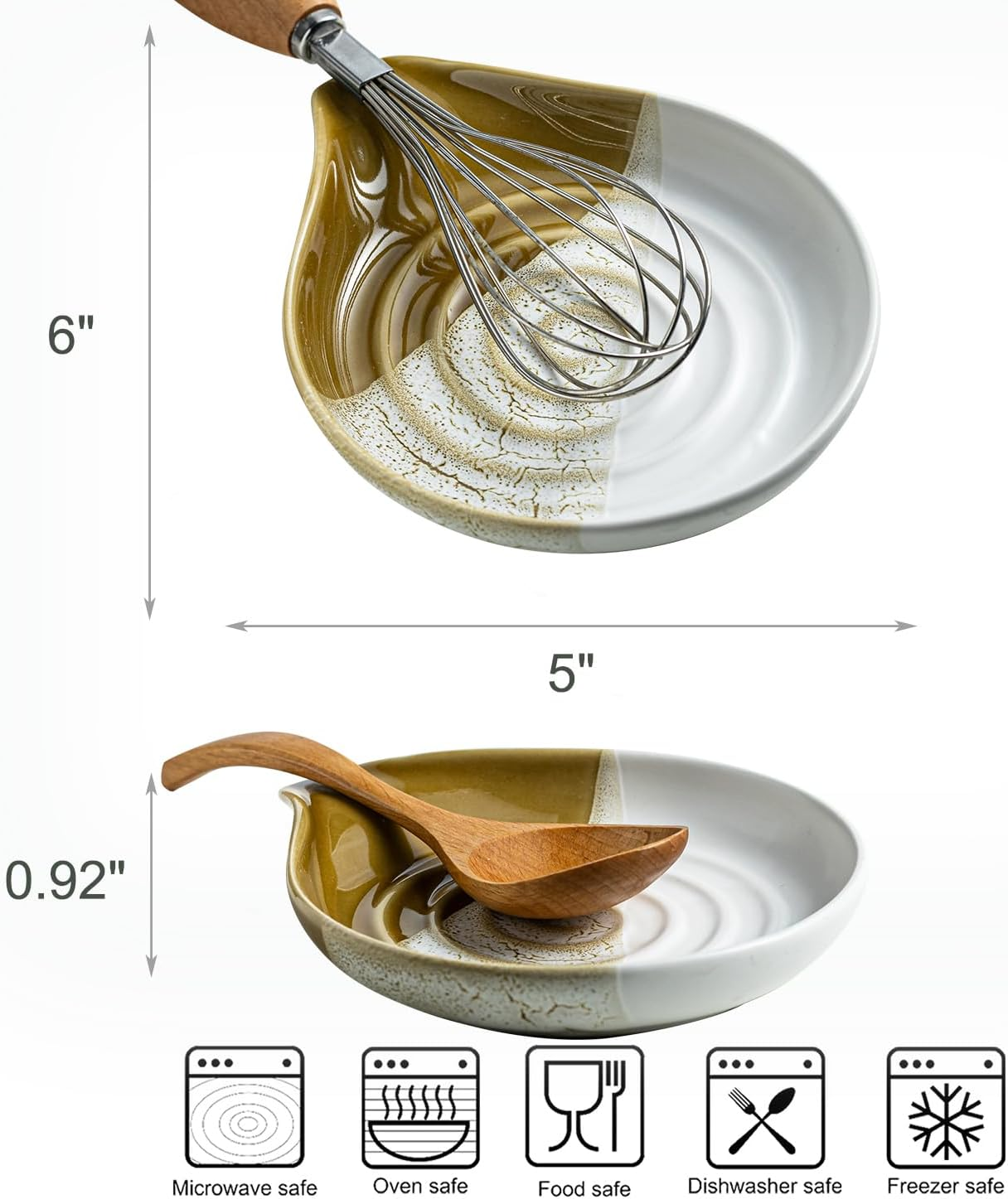 Ceramic Spoon Rest for Stove Top & Kitchen Counter, Large Spoon Holder, Heat-Resistant & Easy to Clean, Non-Stick Spatula Holder for Cooking, Coffee Spoon, Kitchen Decor, Gradient Brown image number 4