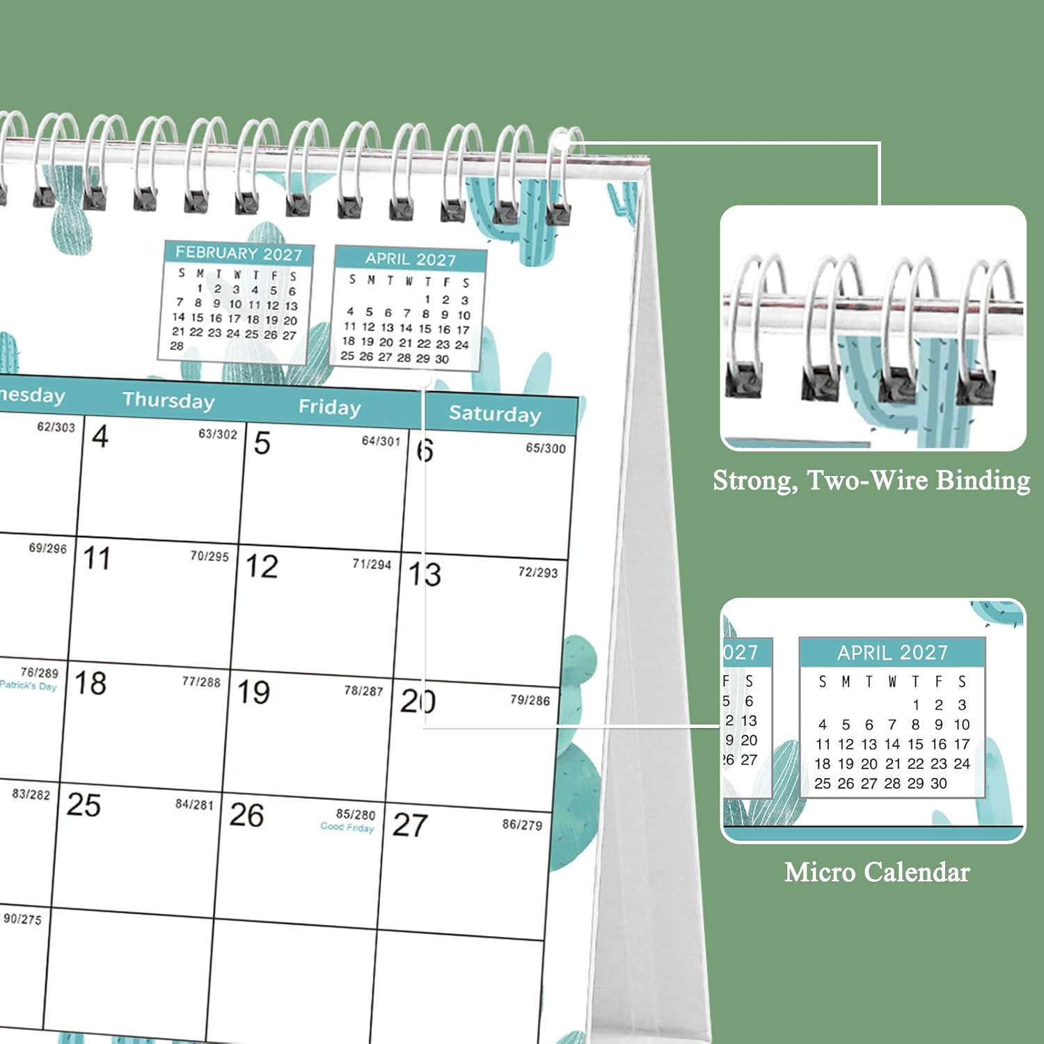 Desk Calendar 2026-2027, Monthly Desktop Calendar(Jan. 2026 - Jun. 2027, 10" X 8.25"), Standing Flip Calendar with Thick Paper, Academic Year Standing Desk Calendar with Planner Stickers image number 1