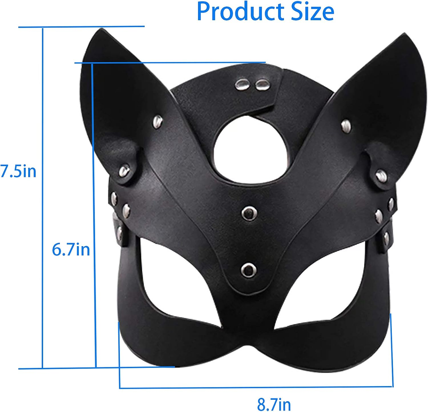 Woman Leather Cat Mask Costume Bunny Fox Masks,Animal Half Face Mask Cosplay Halloween Party Women Ladies - A.Black-Cat image number 6
