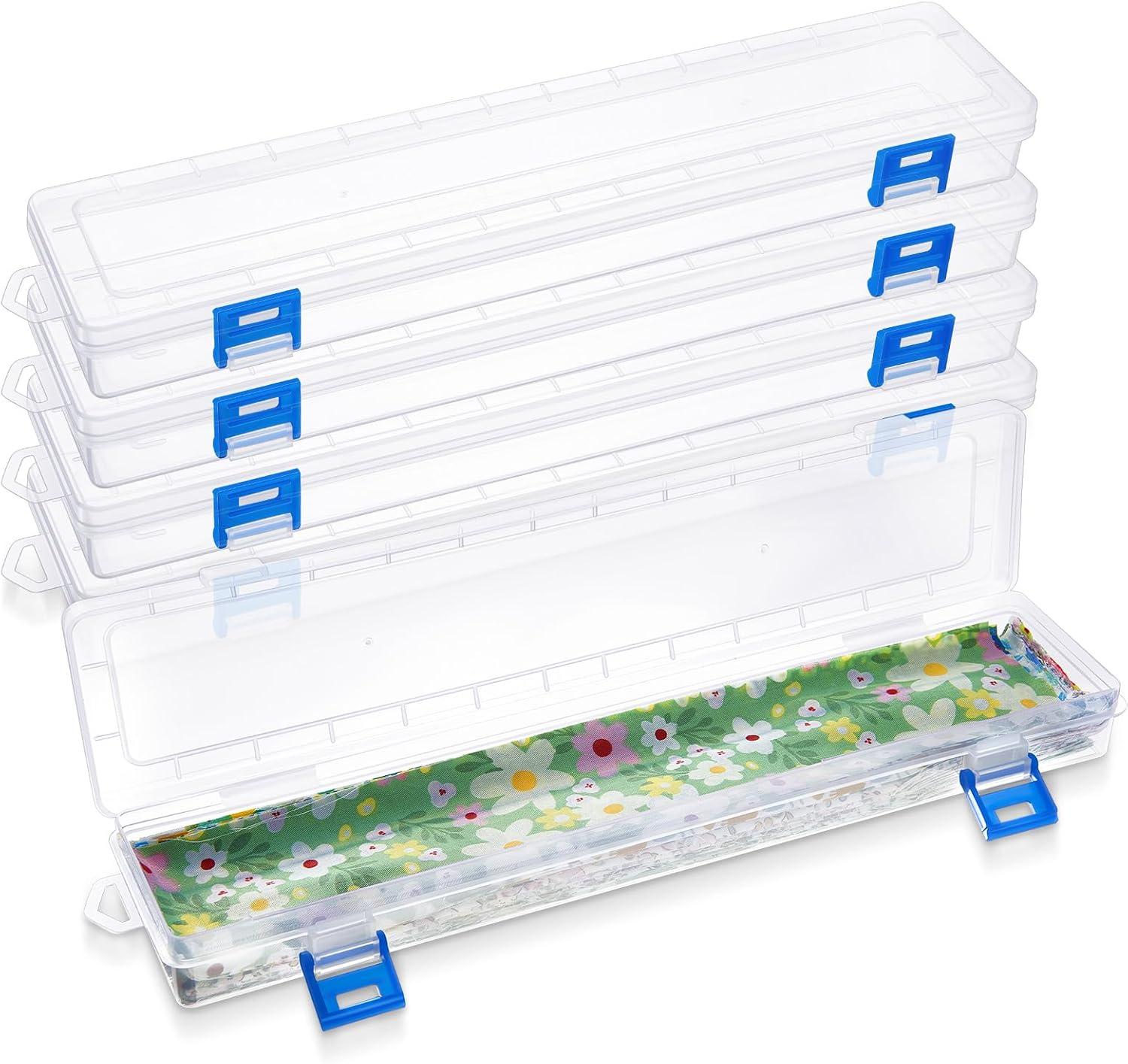 Tioncy 4 Pcs Fabric Strip Case Jelly Cotton Fabric Patchwork Roll Storage Case Bulletin Board Border Bolt Storage Sewing Cloth Organizer for 2.5 Inch Cloth Strips Arts Crafts Organizer(Medium)