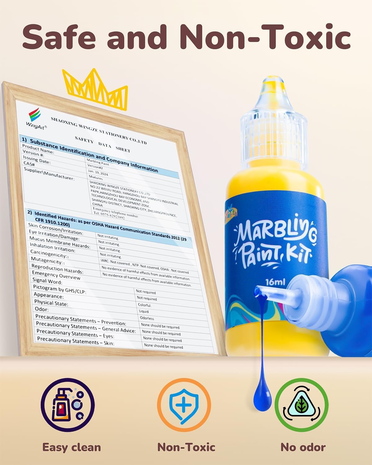 60Pcs Water Marbling Paint Kit, Arts and Crafts for Girls & Boys, Art Supplies for Kids Ages 3-5 4-8 8-12, Marbling Paint for DIY Crafts, Christmas and Birthday Gifts image number 1