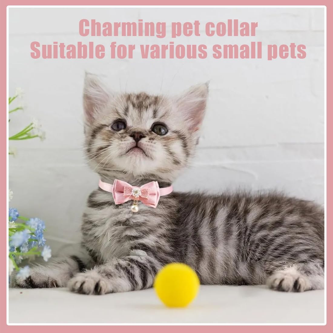 GXGM Pack of 2 Soft Collars Made of Natural Cotton Cord for Cats with Sensitive Skin, Lightweight Kitten Collar with Quick Release and Removable Bow image number 3