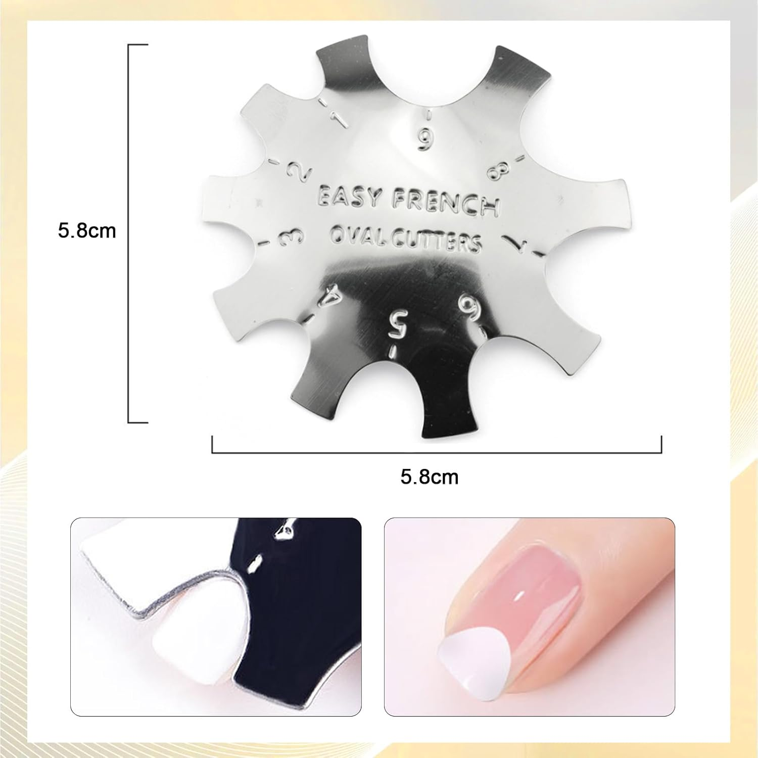 Oval Easy French Smile Line Nail Art Manicure Edge Trimmer Nail Cutter Acrylic Tool with 9 Sizes, HJ-NAT185