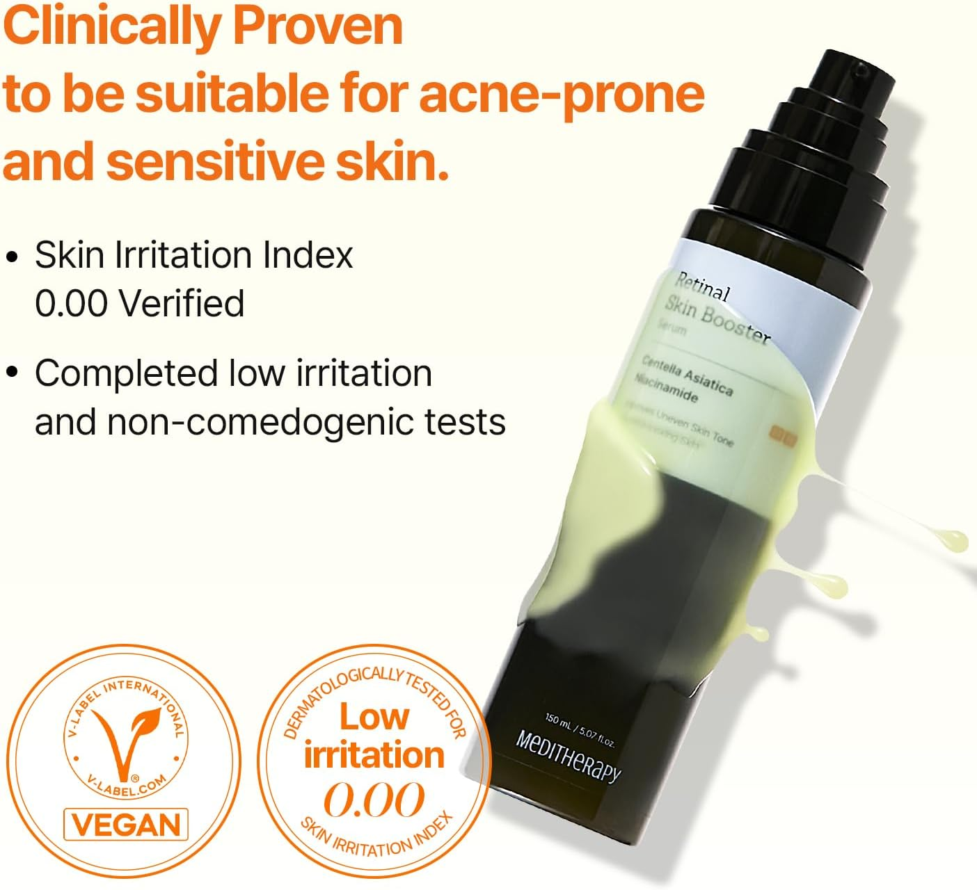 MEDITHERAPY Retinal Skin Booster Serum &ndash; Beginner-Friendly, Non-Irritating Retinol for Face and Body &ndash; Pore Minimizer, Wrinkle Treatment, Glass Skin &ndash; Korean Skin Care, 5.07 Fl. Oz Large Size