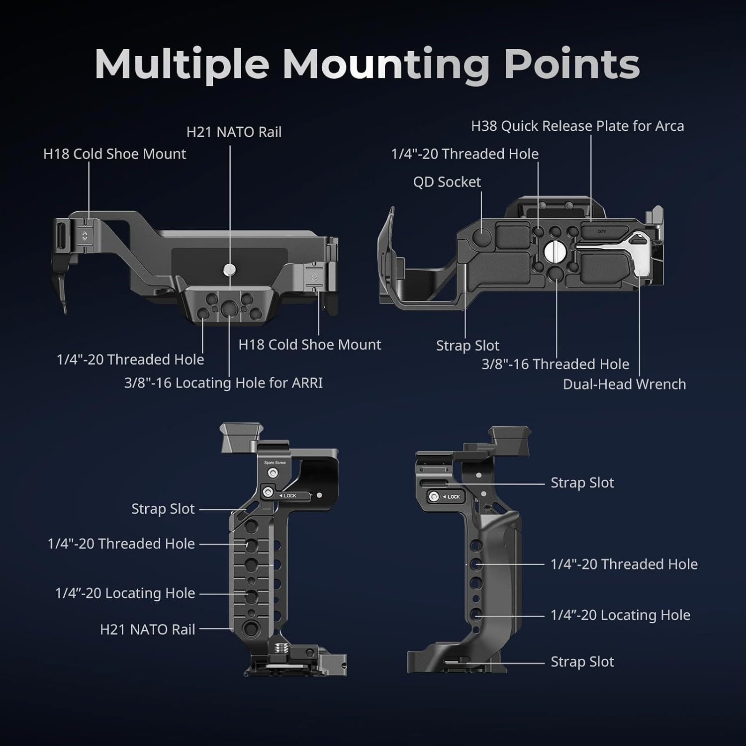 Smallrig S1R II Cage Kit for Panasonic LUMIX S1R II with a Top Handle, Cable Clamp for HDMI & USB-C, Built-In Quick Release Plate for Arca, with 1/4''-20 & 3/8''-16 Threaded Holes-4903
