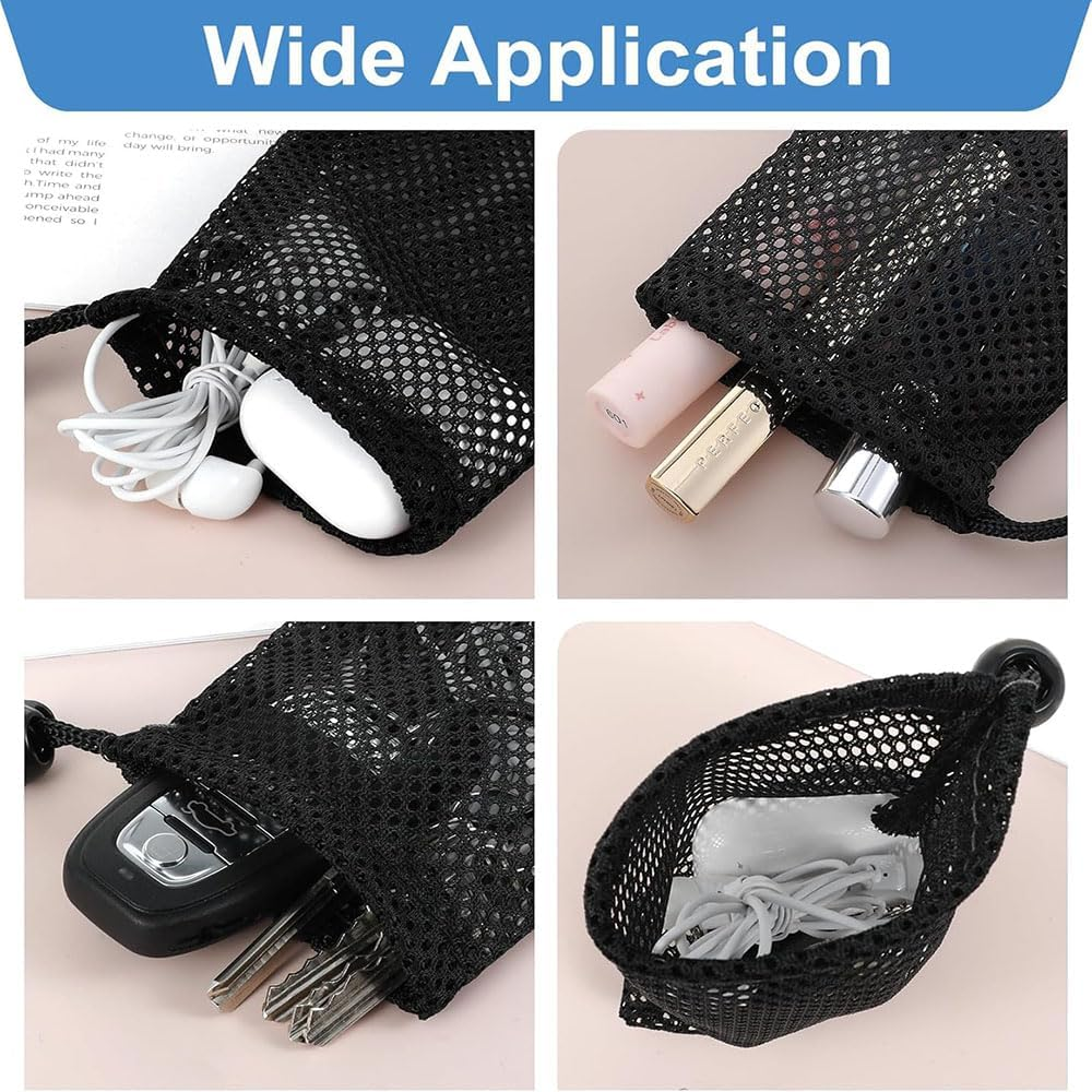 Lyhaogao 22 Pack Mesh Drawstring Bags Small Storage Pouch Organizer for Charger,Cosmetics, Snacks, Jewelry, Travel Accessories,Breathable & Durable String Bags (9X13 Cm/3.54X5.11 In) image number 4