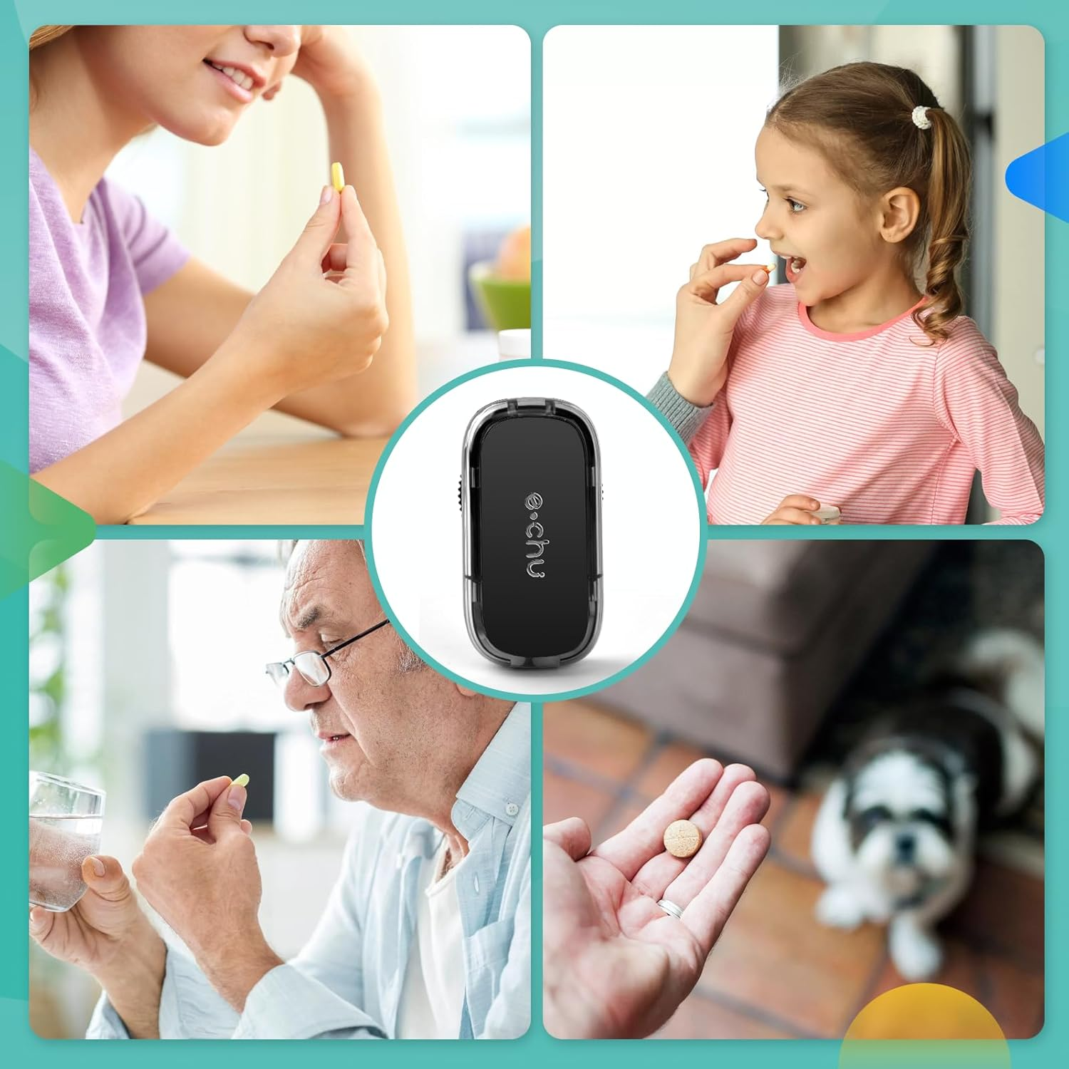 Tablet Divider, Tablet Cutter, Pill Divider with Storage Compartment, Tablet Cutter for All Tablets, Pill Cutter, Portable Pill Cutter for Travel, Pet (Black) image number 5