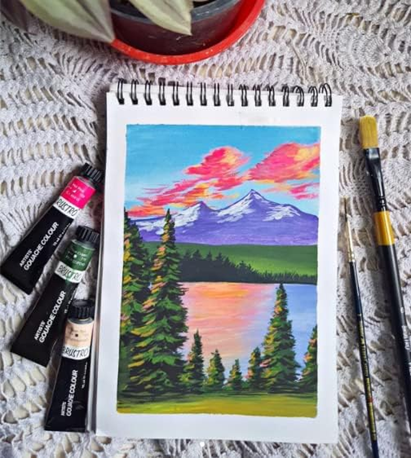 BRUSTRO Artists Gold Taklon Brushes Set of 10| Ideal for Acrylics, Oil Paintings, Watercolour | Long Handle, Bright, Filbert, Flat, Round, Professional Art, School, Office Use. image number 3