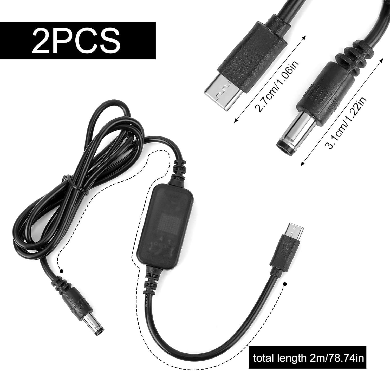2Pcs Baby Car Camera USB Powered Adapter, DC5521 to USB C 12V Cord Cable Adapter Pragmatic Baby Car Camera Accessories for Vehicle Supports Cigarette Lighter Port Only Not Monitor image number 6
