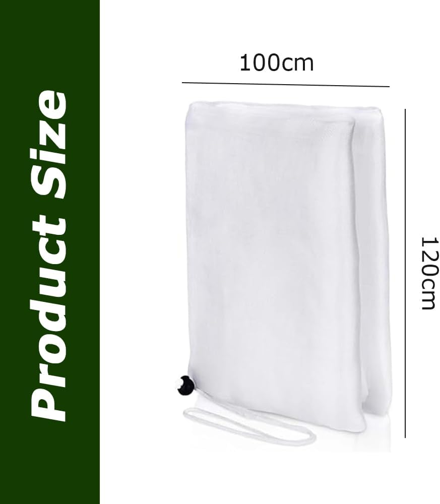 2 Pack Insect Netting Plant Covers with Drawstring and Zipper, 1X1.2M PE Mesh Garden Bug Net, Durable & Reusable Bird Protection Mesh, Bird Barrier for Potted Plants, Fruit Trees