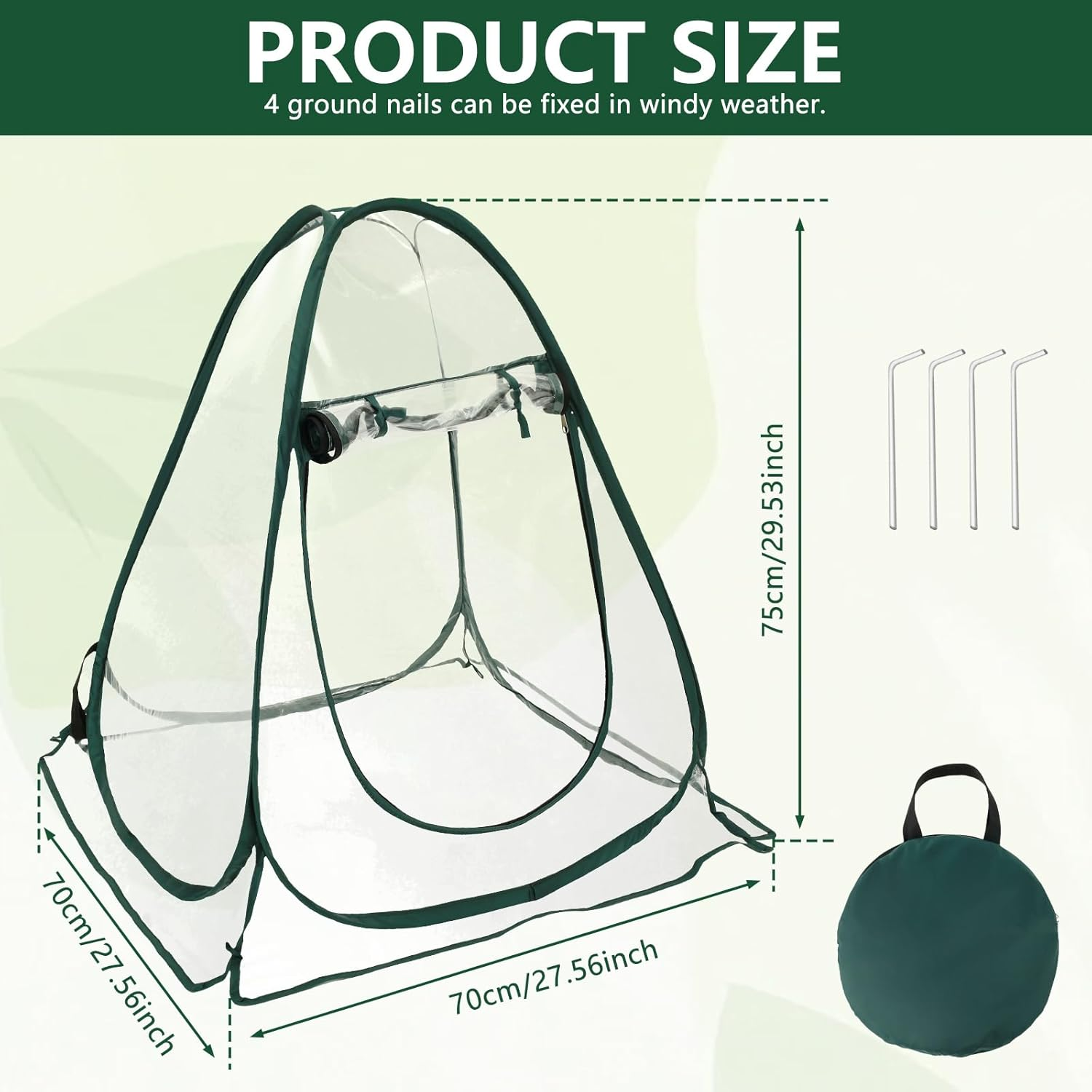 Pop up Greenhouse Cover, Mini Greenhouse Cover with Ground Stakes and Carry Bag, Indoor Outdoor Backyard PVC Flower Shelter, Small Sunshine Room for Cold Frost Protector Gardening Plants image number 5
