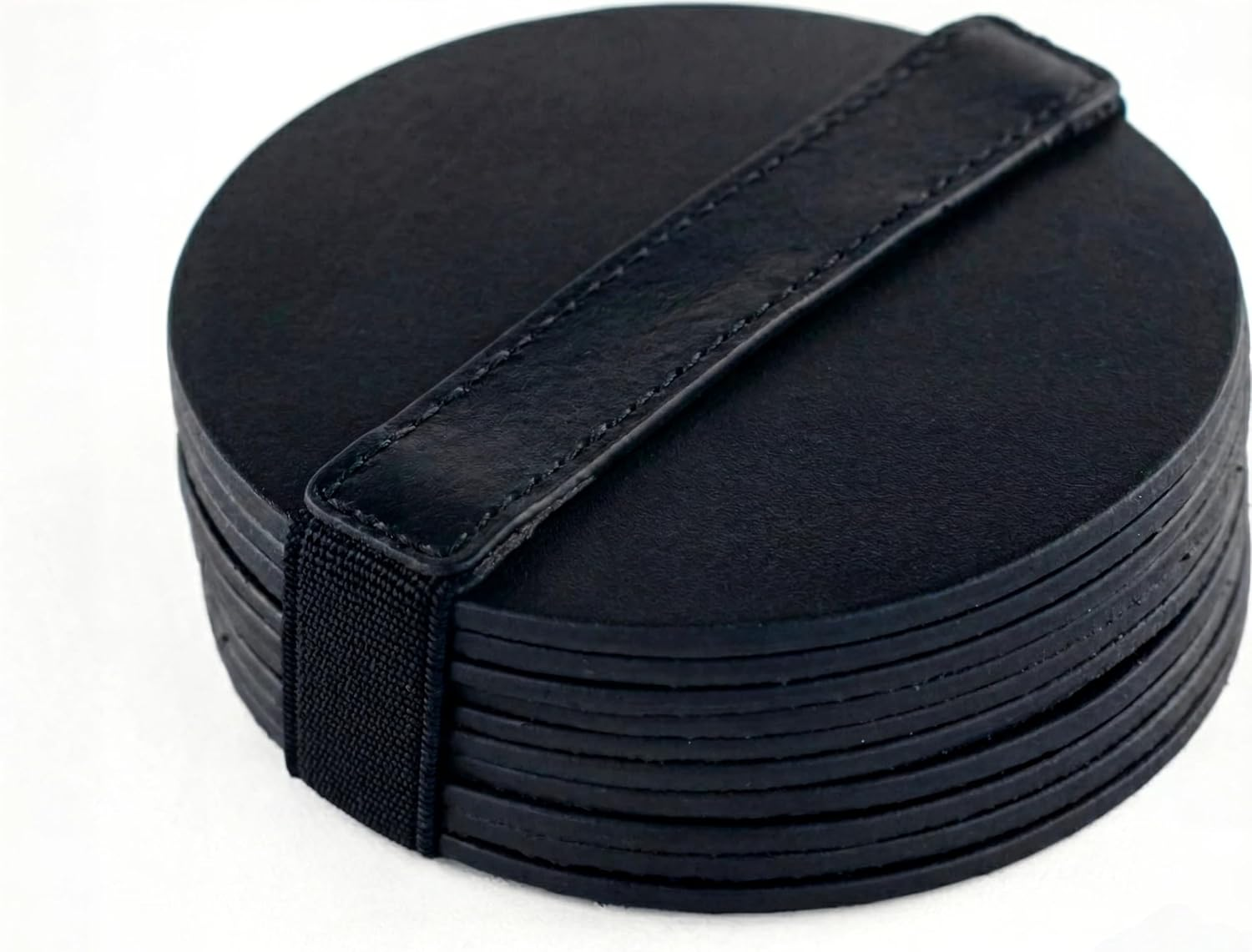 Brute Strength - Full Grain Leather Coasters - Black - round - Pack of 10 - round Glass Coasters - Drinks Coasters