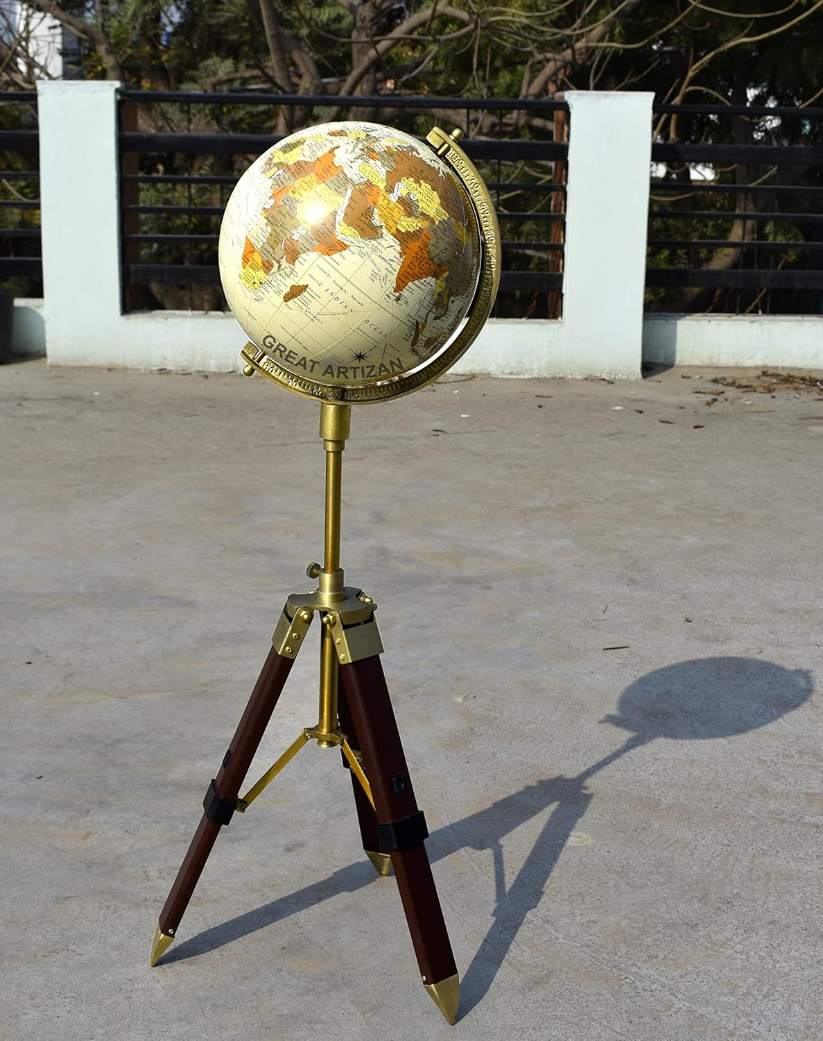 34 Inches Tall Antique World Globe with Tripod Stand. Vintage Look Tripod World Globe for Learning & Decorations with Free Magnafying Glass. image number 1