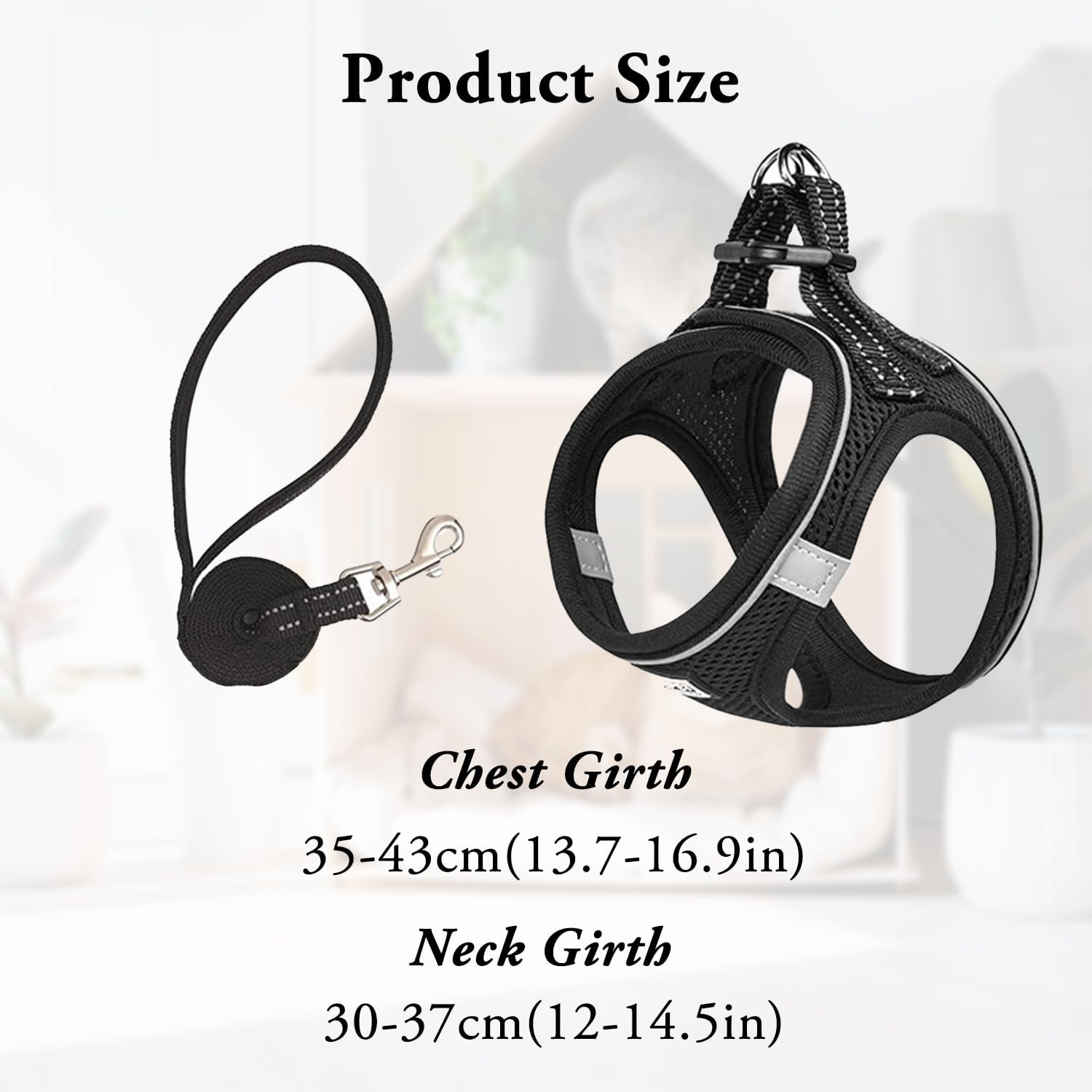 1 Pack Cat Harness, Outdoor Mesh Puppy Harness, Adjustable Pet Harness, Pet Mesh Lead, Anti-Escape Kitten Harness, Suitable for Cats, Dogs (Black, M) image number 5