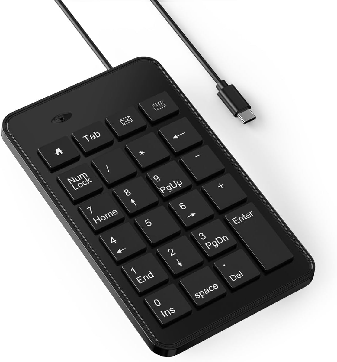 CBUS Wired USB-C Numeric Keypad for Laptop, 23 Keys Numpad Keyboard with Tab, Home, Email & Calculator Keys, 5Ft Cable, Small and Lightweight Design image number 4