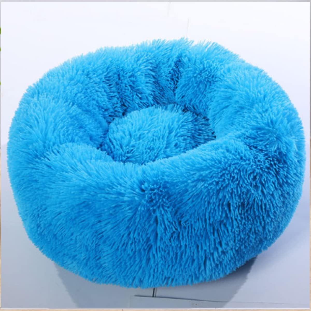 Calming Dog Bed Cat Bed, Washable round Dog Bed Anti-Slip Fluffy Faux Plush Donut Cuddler Cat Bed for Small Medium Large Dogs - Waterproof Bottom Diameter39In image number 6