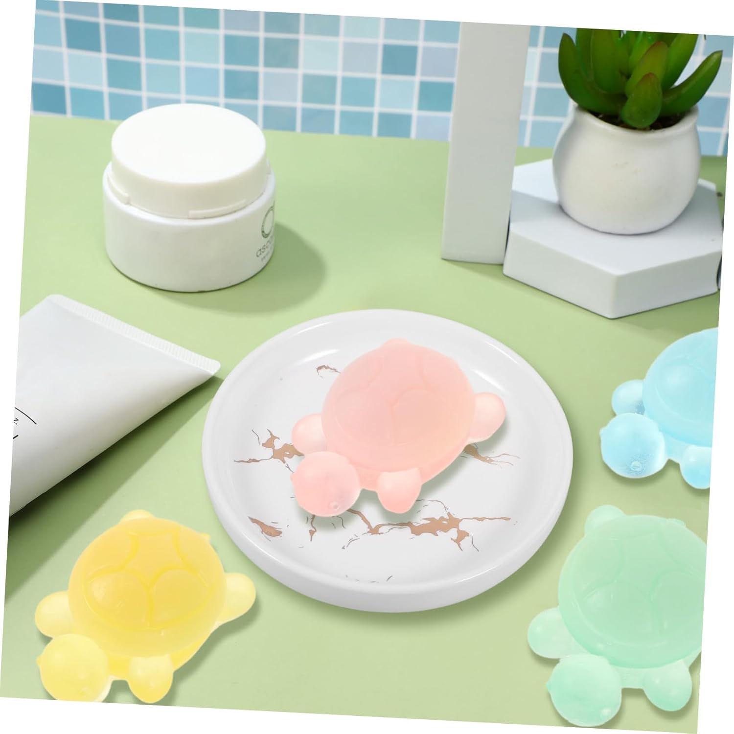 Mikinona 4Pcs Mild Formula Boys and Girls Body Soap Handmade Soap Bars for Boys Girls Turtle Shell Shape Essential Oil image number 4