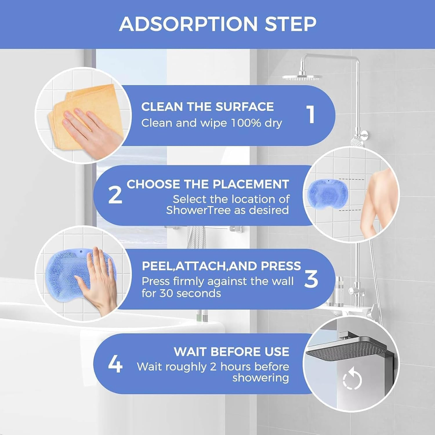 Solespa Hands-Free Silicone Foot Scrubber Mat, Shopellox Foot Scrubber, Foots Washer for Shower with Suction Cup Mount, for Cleaning Exfoliation Foot-Spa without Bending (B) - C image number 2