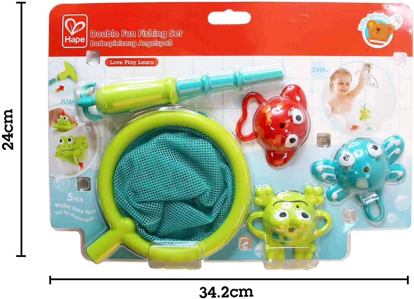 Hape E0214 Double Fun Fishing Set Bath Toy | Jumping Sea Creatures with Net & Detachable Fishing Pole Handle image number 5