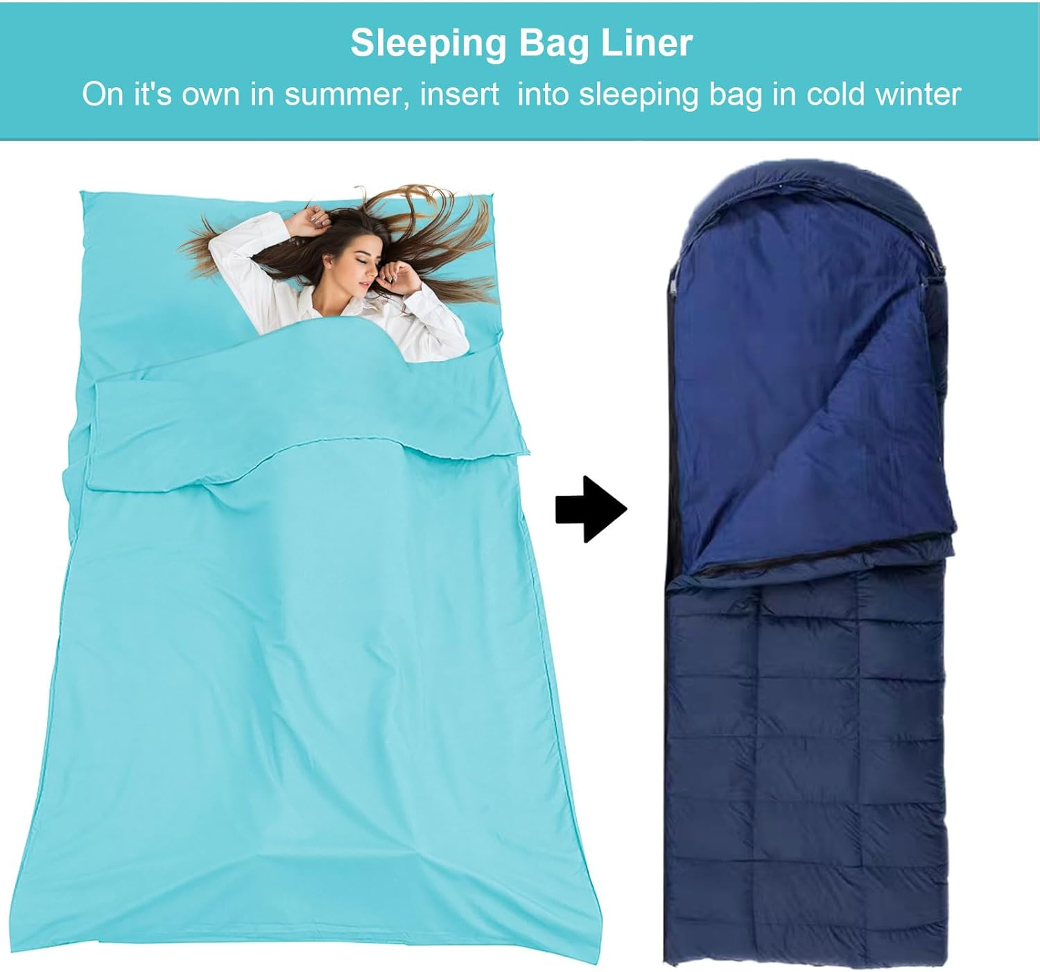 Sleeping Bag Liner Camping & Travel Sheets for Adults - Hostels & Traveling Sleep Sack image number 6