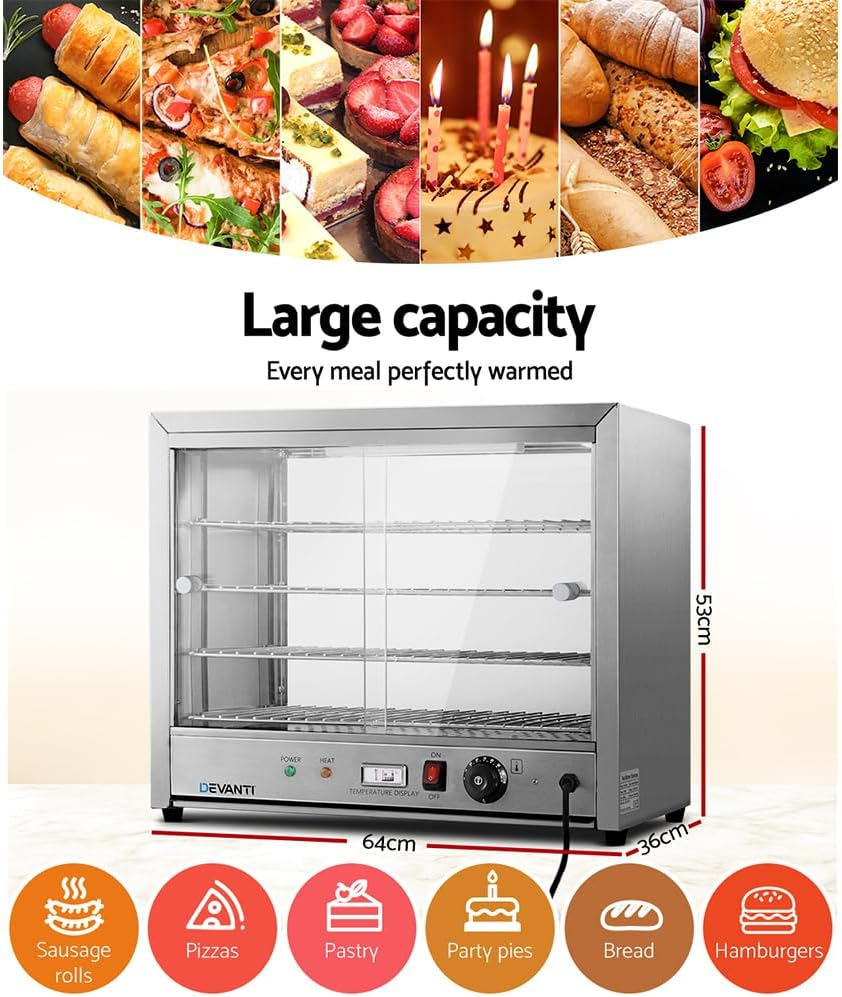 Commercial Food Warmer Hot Display Showcase Cabinet 64Cm Restaurant Catering image number 2