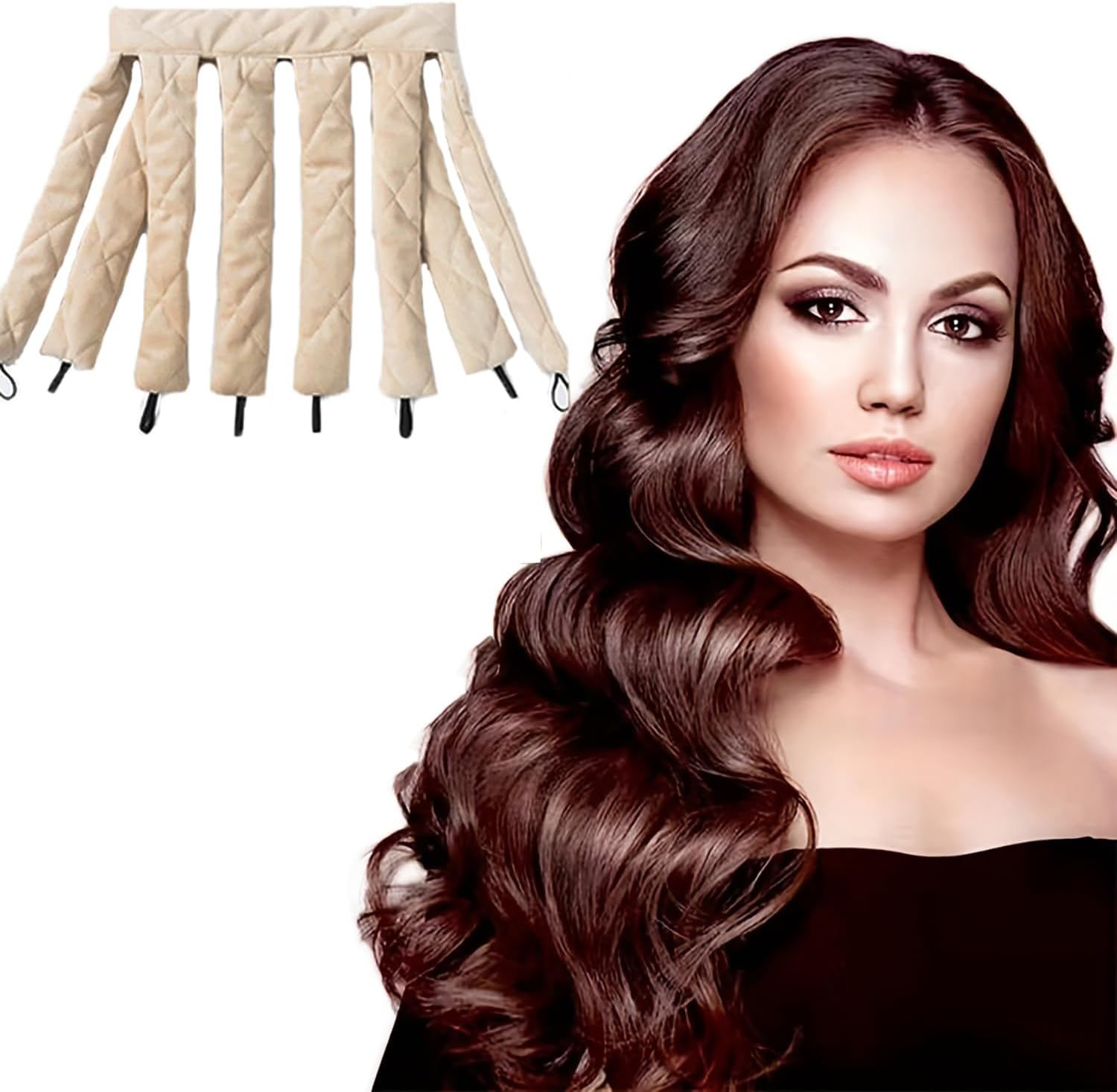 Smaoqingji Octopus Heatless Curls Curlers Headband - 1 Piece, Beige, Heat-Free Curler Overnight, Suitable for Wet and Dry Hair, Long and Short Hair, at Home and on the Go