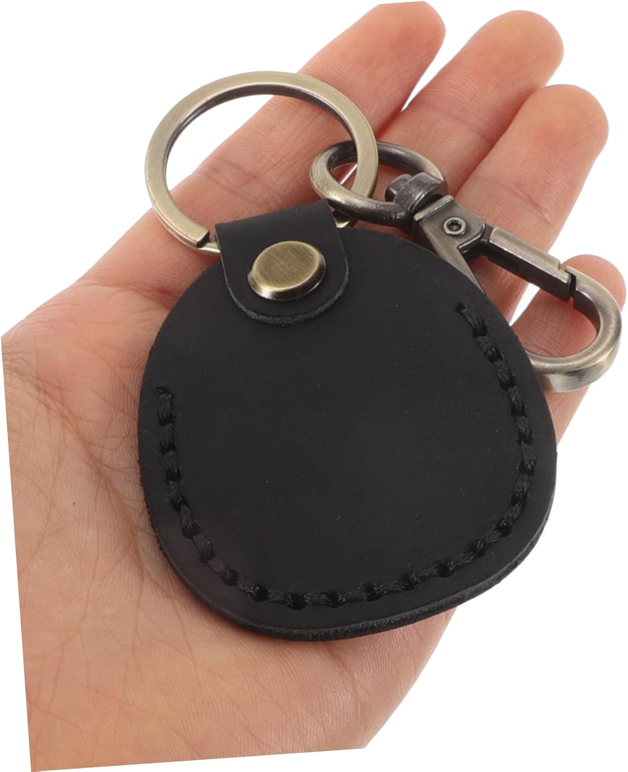 Sosoport 3Pcs Vintage Handmade Top-Grain Leather Card Holder Keychain Set Pu Card Sleeve with Key Ring Small Access Protector for Women&rsquo;S Wallet and Bag Charm in Distressed Black, Brown, and Coffee image number 1