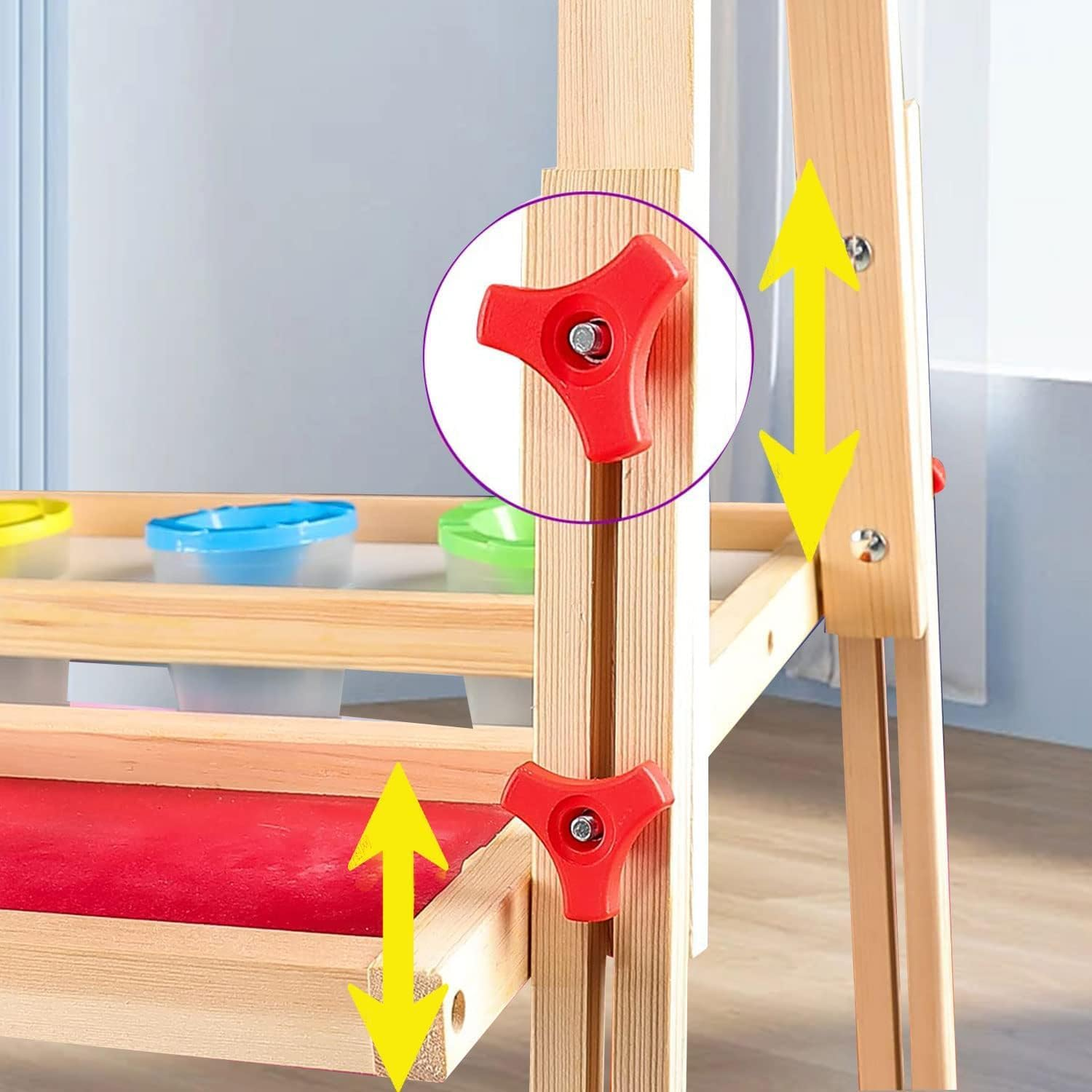 65X65Cm Adjustable Kids Art Easel for Kids - 3-In-1 Double-Sided Magnetic Chalkboard & Whiteboard with Paper Roll Chalk Board for Kids Wooden Toddler Easel for Kids, Art Set for Creative Play,65X65Cm image number 2