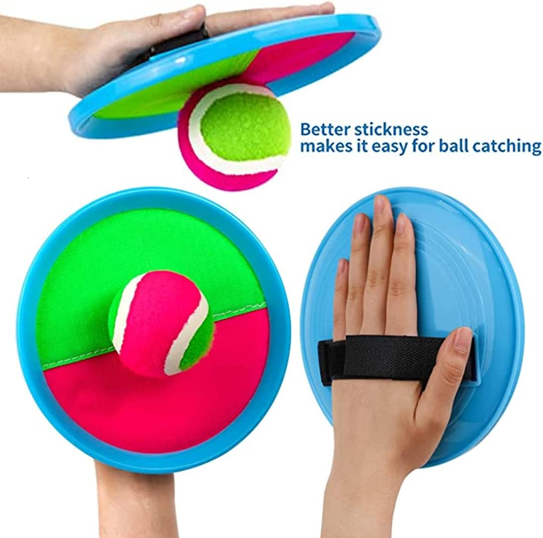 Toss and Catch Ball Set, Toss and Catch Sports Game Set - Upgraded Version 8 Inch Toy Paddle Catch Toy for Kids/Adults/Family/Backyard Beach Outdoor Games (Blue- 2 Balls and 2 Paddles) image number 5