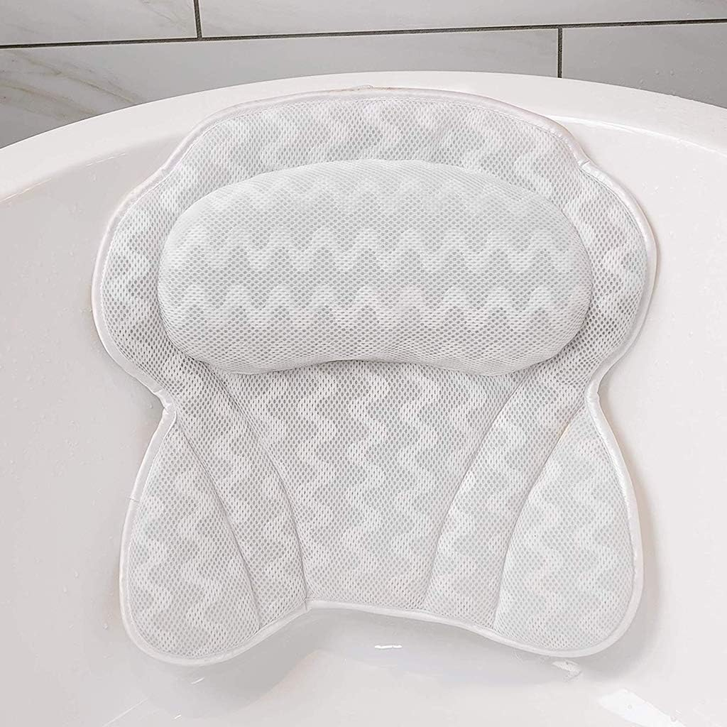 Bathtub Pillows, Ergonomic Neck Support 3D Mesh Spa Bath Pillow Bathtub Cushion Comfortable with Six Strong Grip Suction Cups for Tub image number 1