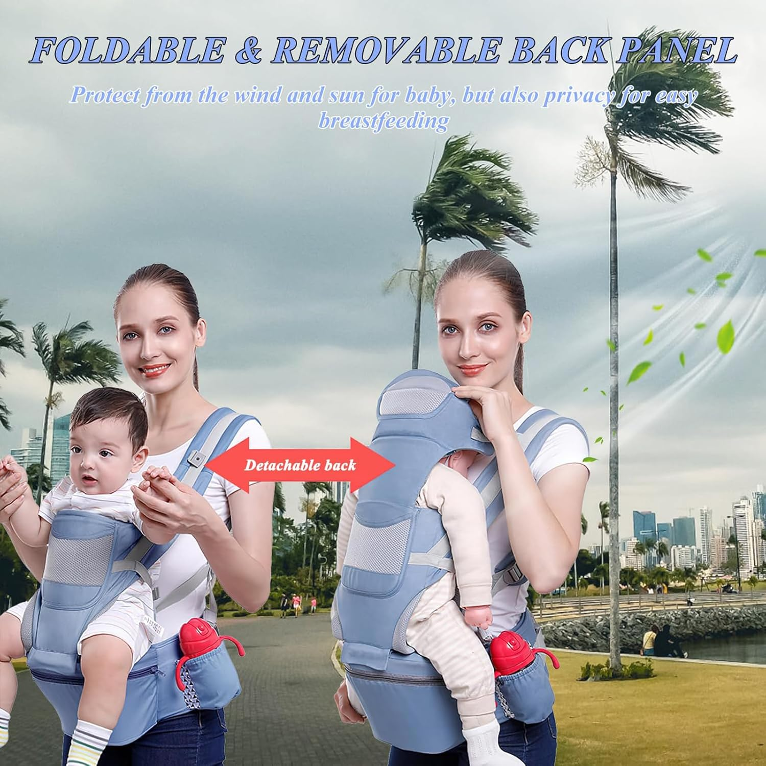 Heyinova Baby Carrier,Baby Carrier with Hip Seat,Adjustable Baby Holder Carrier with Back Pad Removable, for Newborn to Toddler,6-In-1 Ways to Carry,All Seasons and All Position image number 1