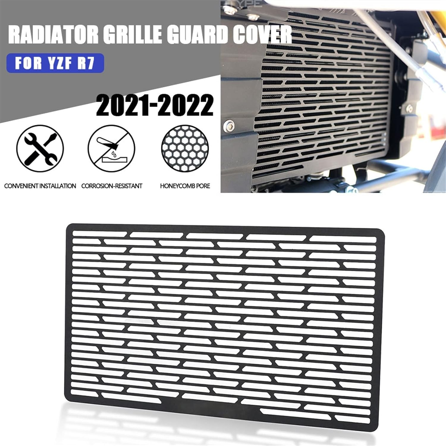 TEAUSA Fit for Yamaha YZF R7 YZFR7 YZF-R7 2021 Motorcycle Accessories Engine Radiator Grille Guard Cover Radiator Shield Protection