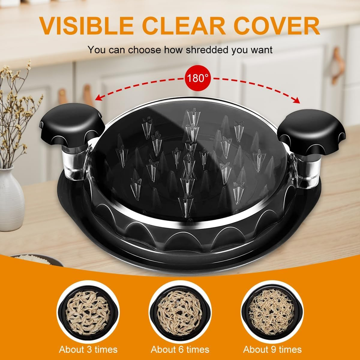 Chicken Shredder,Visible Chicken Breast Shredder Tool Twist with Large Meat Shredder Machine - Ergonomic Handle, Dishwasher Safe (Black Chicken Shredder) image number 6