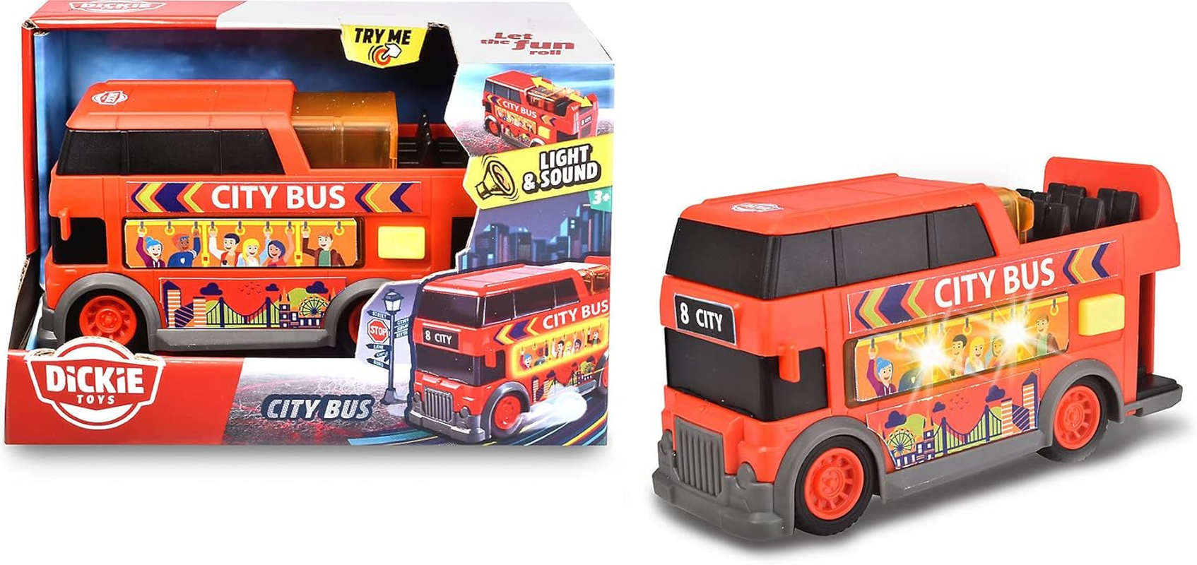 Dickie City Bus Toy with Light and Sound, 15 Cm image number 3