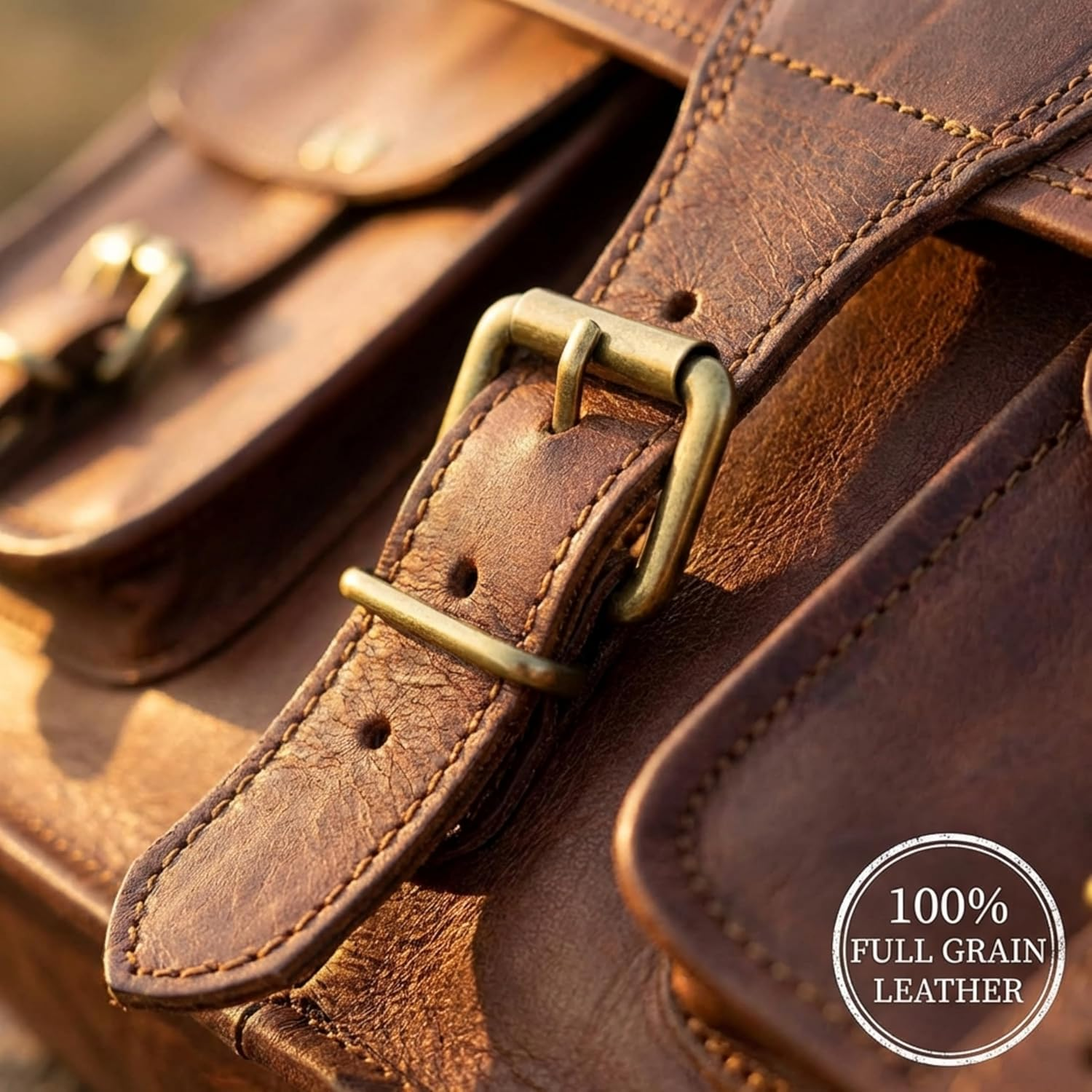 Cuero Vintage Handmade Leather Travel Crossbody Laptop Briefcase for Men and Women image number 1