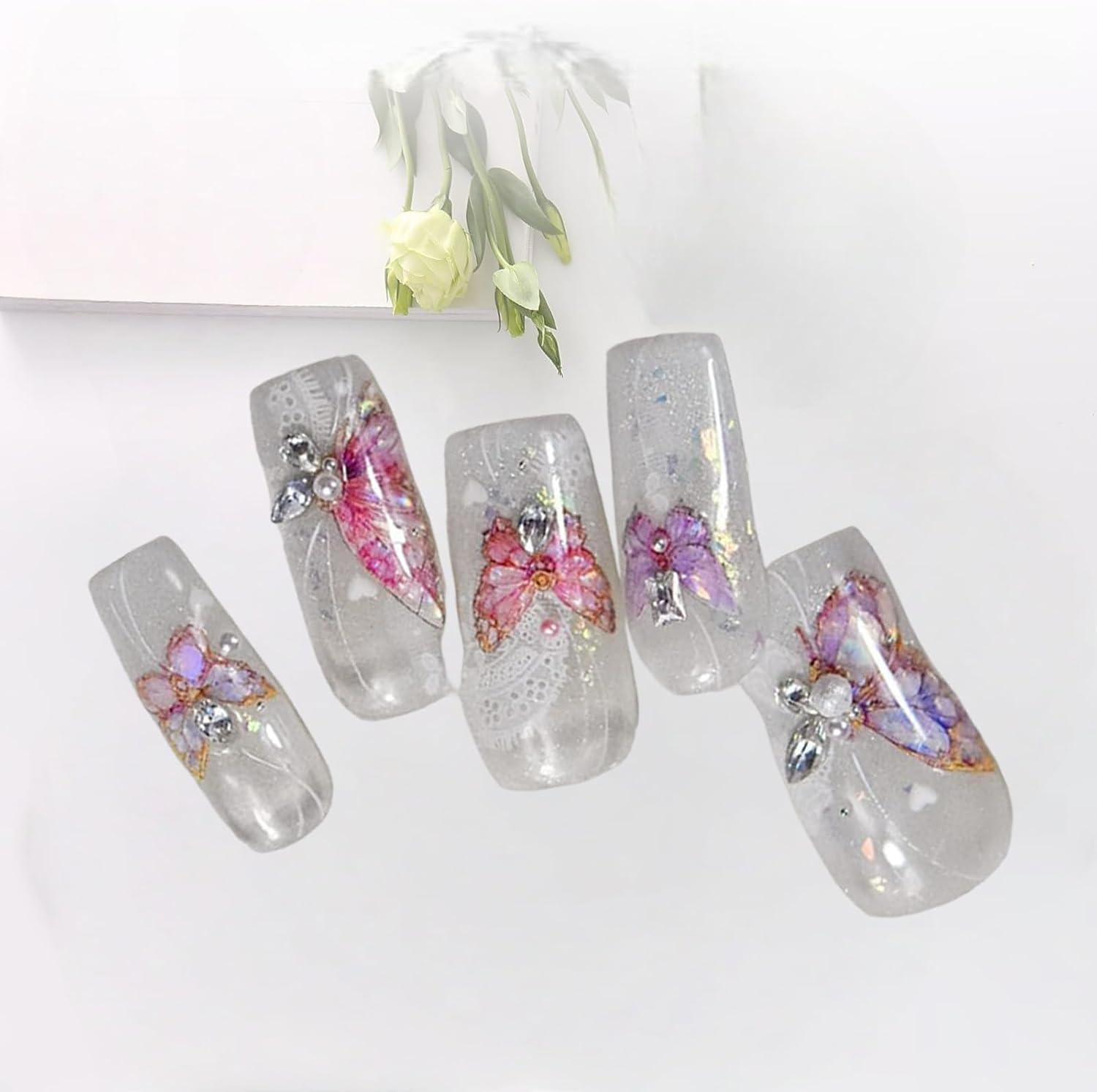 Butterfly Nail Art Stickers,5D Embossed Adhesive Decals Nail Art Supplies,Manicure Accessories for Women Girls DIY Nail Art Decorations Supplies (Butterfly)